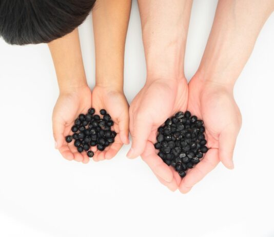 건강한 모발을 위한 5가지 생활 습관 two hands holding a handful of black beans