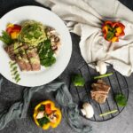 “나만의 식단 만들기, 지금 시작해볼까요? 건강을 지키는 실천법” a white plate topped with meat and veggies