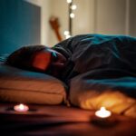 ‘저속노화’의 비밀을 풀다: 건강한 삶을 위한 실천 가이드 a person sleeping on a bed with some candles